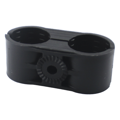 Sujetador Plástico para Cable Coaxial / 2 Cables / 1-1/4" Nominal / Rango 1.535" a 1.614" (39 a 41 mm) / Montaje Varilla 3/8" o M10 / Paquete 10 Unidades
