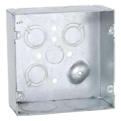 Caja Cuadrada / Acero Galvanizado / 6 Entradas 1 1/4" / 42 in³ / Profundidad 2-1/8" / UL Listed