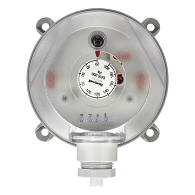 Interruptor de Presión Diferencial / Rango Ajustable 20 a 200 Pa / Montaje en Ducto / IP54 / SPST 1.5 A a 250 VAC