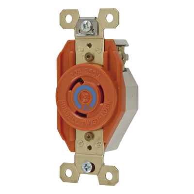 Receptáculo Sencillo de Media Vuelta / 20 A 250 V CA / 2 Polos 3 Hilos / Nema L6-20R / 3.28" x 1.70" x 1.24" (83.3 x 43.2 x 31.5 mm)