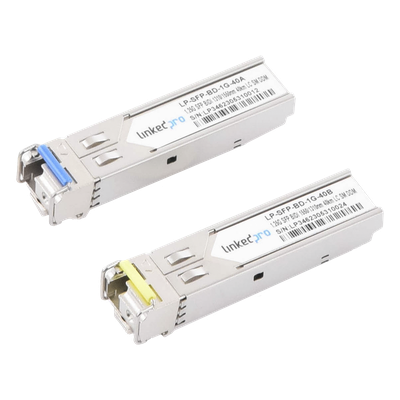 Transceptor Óptico SFP Bidireccional / 1.25 Gbps / Monomodo 1310/1550 nm / Alcance 40 km (131233.6 ft) / LC/UPC Simplex / DDM / Hot-Pluggable / 2 Piezas