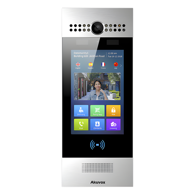 Videoportero IP / Pantalla Táctil 7" / Reconocimiento Facial / Dual Cámara 2MP / IP65 / IK06 / PoE / SIP / ONVIF / Android / QR y PIN / RFID 125kHz/13.56MHz / Bluetooth