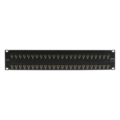 Patch Panel / UTP Cat5e / 48 Puertos / Plano / 2U / 19" Rack / -10 a 60 °C / UL94 V-0