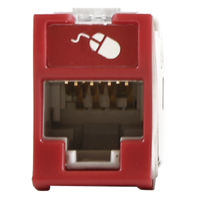 Jack RJ45 Cat6a / UTP / Montaje Híbrido Plano-Angulado / Terminación 110 / Color Rojo