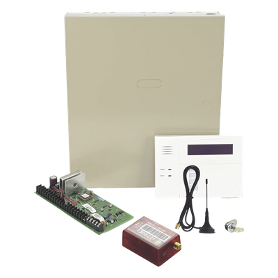 Panel de Alarma Híbrido / 48 Zonas / Comunicador Celular 3G/4G / Teclado 6160RF con Receptor Inalámbrico / 3 Particiones / Alcance Inalámbrico 1 km (3280.8 ft)