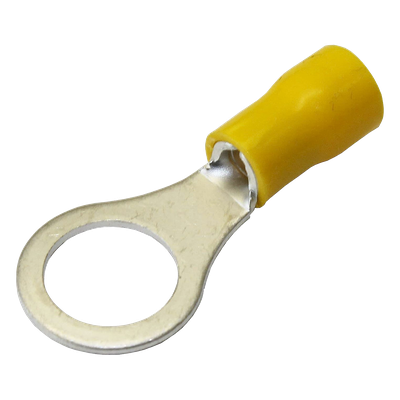 Terminal Tipo Ojo / 1/4" / Calibre 12-10 AWG / Cobre Estañado / Aislamiento Termoplástico / Paquete 25 Piezas
