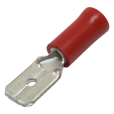 Terminal Macho Aislada / 22-16 AWG / Rojo / 25 Piezas / 21.5x9.9x6.3x3.9 mm
