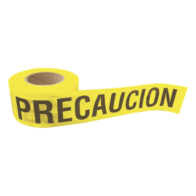 Cinta de Barricada / 100 m (328.1 ft) / Ancho 76 mm / Polipropileno Resistente a la Intemperie / Señalización PRECAUCIÓN / Espesor 0.4 mm