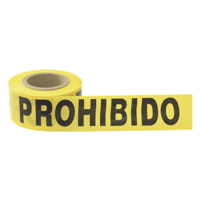 Cinta de Barricada / 100 m (328.1 ft) de Longitud / Ancho 76 mm (3") / Polipropileno con Aditivos UV / Espesor 0.4 mm / Leyenda "Prohibido el Paso"