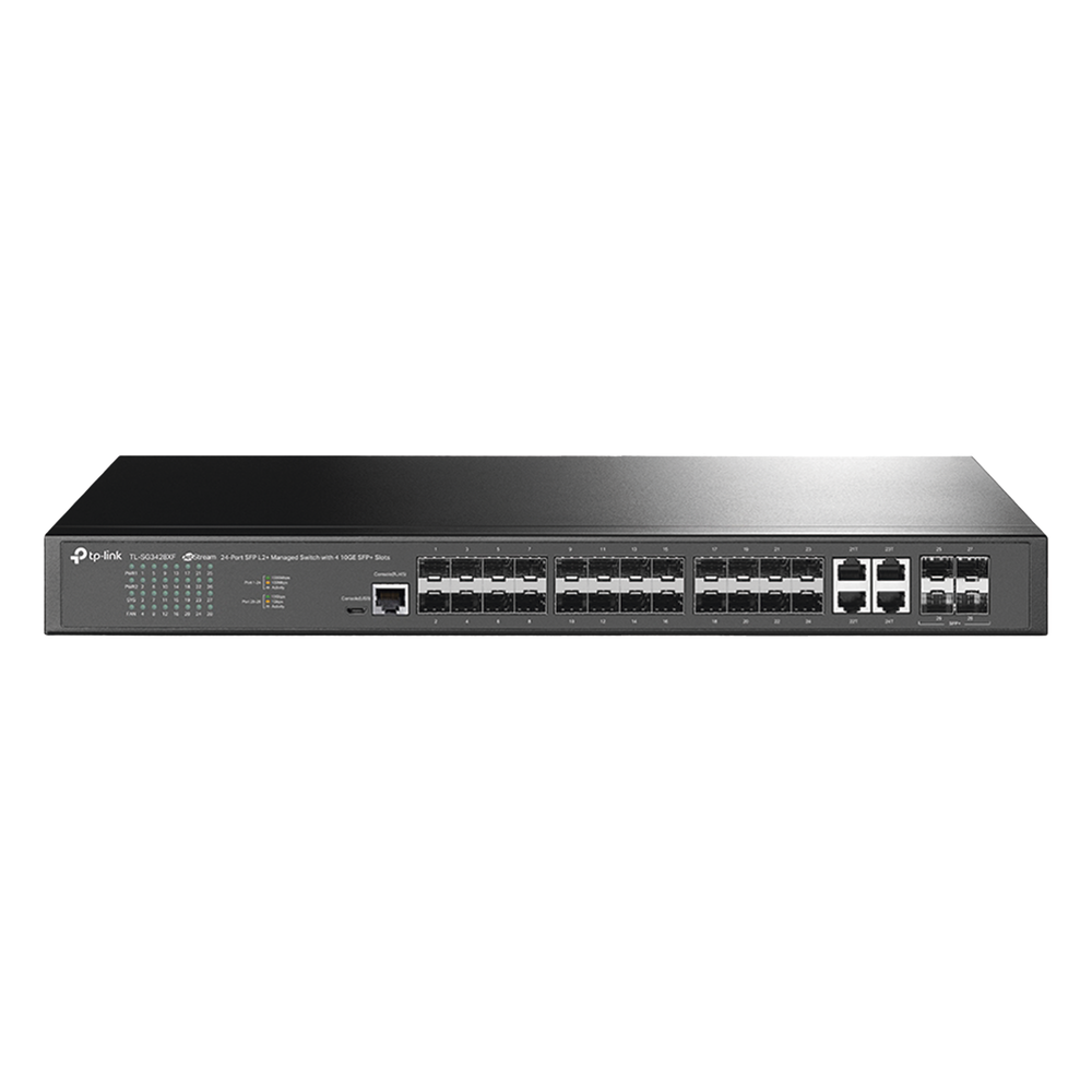 Switch de Fibra Óptica L2+ / 24 Puertos SFP 1GE / 4 Puertos Combinados SFP+/RJ45 / 128 Gbps / 95.23 Mpps / Gestión Centralizada / IPv6 / IGMP Multicast