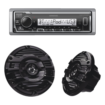 Kit Estéreo Marino / Bluetooth / Bocinas 6.5" / 50 W RMS / Ecualizador 13 Bandas / 3 Salidas Preamp 4.0V