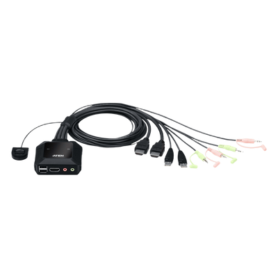Conmutador KVM / 2 Puertos / HDMI 4K 60 Hz / DCI 4096x2160 / HDCP 2.2 / Audio 3.5 mm / USB 2.0