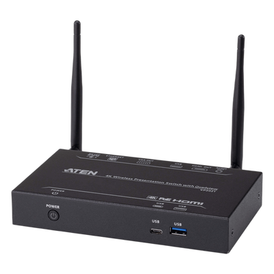 Switch de Presentaciones Inalámbrico / 4K / Quad View / 4 Fuentes Simultáneas / PoE / Control USB Táctil