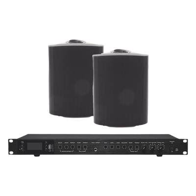 Amplificador de Audio / 2 x 60W / Baja Impedancia 4-8Ω / Bluetooth USB SD FM / 3 Entradas Micrófono / Efectos Delay Echo Repeat / 2 Bocinas Exterior 5.25'