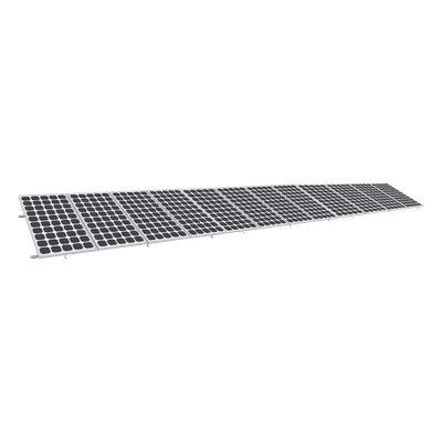 Sistema de Montaje Solar / Aluminio Anodizado / 1x12 Módulos / Inclinación 20° a 45° / Viento 136 km/h / Riel 5400 mm