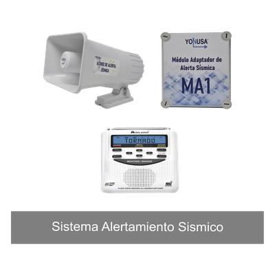 Kit de Alertamiento Sísmico / Radio Meteorológico 7 Canales / Audio 30W / 120 dB / 13.5VDC 2A / 20x13.5x23 cm