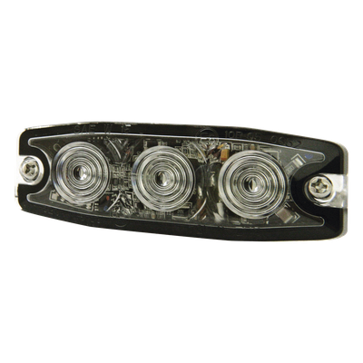 Luz Auxiliar de Advertencia / 3 LED / Ámbar / SAE Clase 1 / Multivoltaje 12~24 VCC / Perfil 6.6 mm (0.26") / Memoria No Volátil