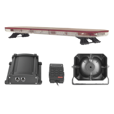 Kit de Señalización de Emergencia / Barra LED 124 Ultra Brillantes G3 / Sirena 100W / Bocina 100W 8 Ohms / 13 Patrones Programables / Control de Tráfico Ámbar