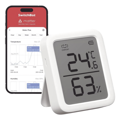 Sensor de Temperatura y Humedad / Bluetooth BLE 4.2 / Alcance 120 m (393.7 ft) / Pantalla LCD / Batería 1 Año