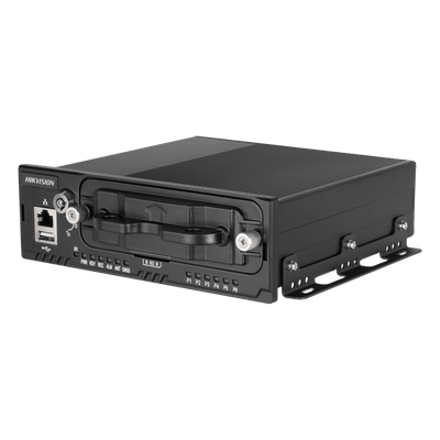 NVR Móvil / 8 Canales / 5 Megapixel / 4 Puertos PoE + 4 Vía Switch / 2 Bahías HDD / GPS Integrado / Conector M12 / 9-36 VCC