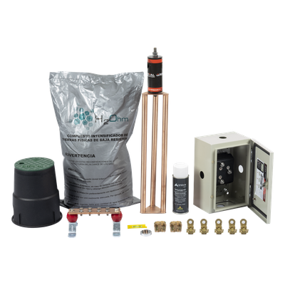 Kit de Puesta a Tierra / 70 A / Resistencia < 2 Ω / Electrodo Magnetoactivo / Compuesto Mejorador / IP66 NEMA 4