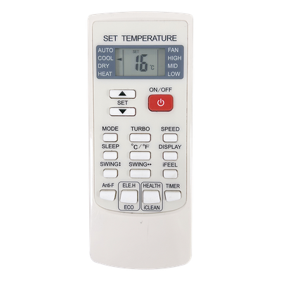 Control Remoto para Minisplit / Display Iluminado / Rango 16°C a 32°C / Funciones iFeel, Timer, Sleep, Oscilación / 54 x 10 x 134 mm