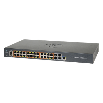 Switch Capa 3 / 28 Puertos / 24 PoE Gigabit 802.3af/at / 4 SFP+ / cnMaestro On-Premises