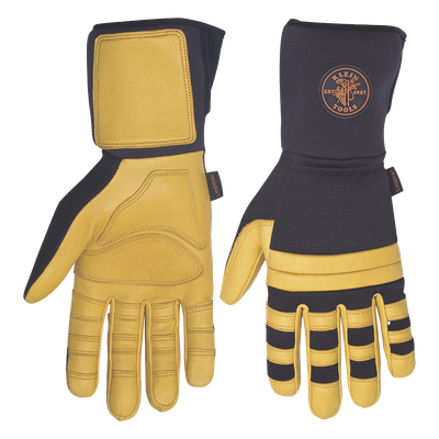 Guantes de Trabajo para Liniero / Cuero Blando / Nudillos Acolchados Doble Fila / Neopreno 4'' (102 mm) / Talla Grande