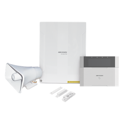 Kit Panel de Alarma Híbrido / 64 Zonas / Teclado LCD con Lector de Tags / Sirena 30W 120 dB / IP65 / Contacto Magnético 2 cm