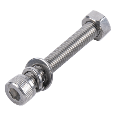 Tornillo Allen Milimétrico / Acero Inoxidable 304 / M8-1.25 x 35 mm / Con Tuerca y Arandelas / DIN 127 / 85-150 ksi