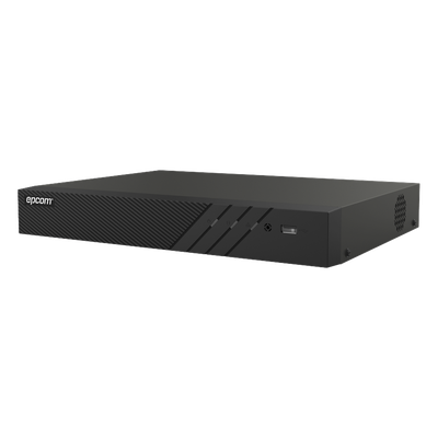DVR Pentahíbrido / 12 Canales (8 TURBOHD + 4 IP) / 8 Megapixel (4K) / Reconocimiento Facial / Audio Bidireccional por Coaxitron / H.265+ / 1 Bahía HDD 10 TB / Salida HDMI y VGA 4K