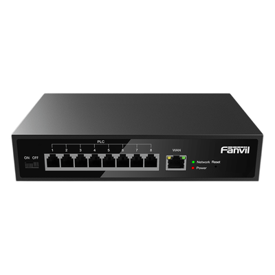 Switch PoE de 2 Hilos / 8 Puertos RJ11 / Alcance 300 m (984.3 ft) / Entrada 100V~240V / Salida 80W / Reutiliza Cableado PSTN
