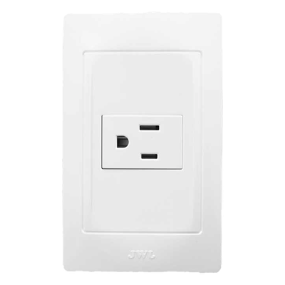 Contacto Sencillo / 127 V~ 60 Hz / 15 A / 2P+T / 11.8 x 7.8 x 3 cm / 4.6 x 3.1 x 1.2 in / Blanco