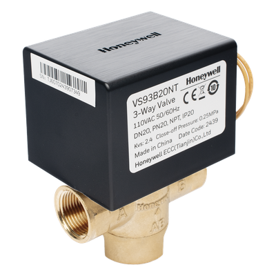 Válvula de Control Eléctrica 3 Vías / Fancoil / Retorno por Resorte NC / 110 V CA / DN20 (3/4") NPT / PN20 / On/Off