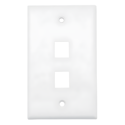 Placa de Pared / 2 Puertos / UL 94 V-0 / 114x70x10 mm / 0.37x0.23x0.03 ft / 20 Piezas / Blanco