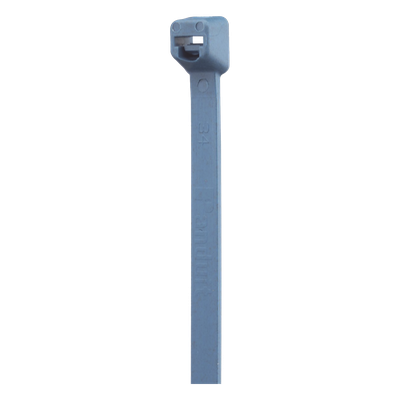Brida de Cable / Nylon 6.6 Metal Detectable / 203 mm (8.0 in) Largo / 3.4 mm Ancho / 133 N (30 lb) / Antimicrobiano / Azul