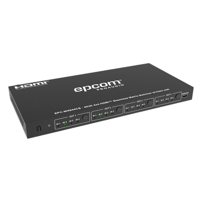 Matriz HDMI / 4x4 / 4K@30Hz / 10.2 Gbps / Escalador Integrado / Video Wall / Control RS-232 e IR