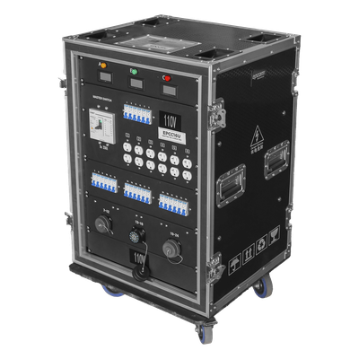 Centro de Carga Móvil / Rack 16U / Conectores Socapex 19 Pines / 18 Canales 110V / 48 Canales 220V / MCB 20A y 40A