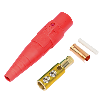 Conector Camlock Macho / 400 Amperes / 600V AC / Sección Cable 50-95 mm² / Compresión por Abrazadera / Plástico Ingeniería / Rojo