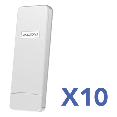 Kit Punto de Acceso Wi-Fi / 10 Unidades / 300 Mbps / Cobertura 800 m (2624.7 ft) / 128 Clientes Concurrentes / IP55 / MIMO 2x2