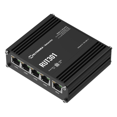 Router Industrial / 5 Puertos Ethernet 10/100 Mbps / VPN y Firewall Integrados / 2 I/O Digitales / RutOS / RMS / -40°C a 75°C