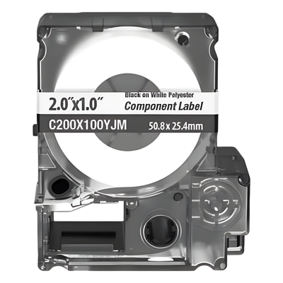 Casete de Etiquetas Adhesivas / 140 Etiquetas / 50.8 x 25.4 mm / Vinilo Autolaminable Blanco / -40 a 82°C
