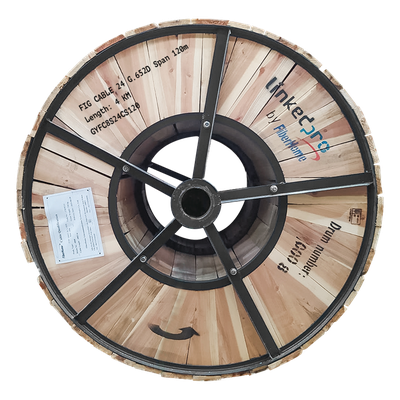 Carrete de Fibra Óptica Aérea / Figura 8 Armada Antirroedor / Monomodo G.652D / 24 Hilos / Span 120 / 4 km (2.49 mi) / Exterior