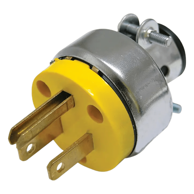 Clavija Blindada con Abrazadera Aterrizada / 15 A / 125 V / 50/60 Hz / ABS-Metal / 37 mm / Amarillo