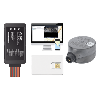 Kit localizador vehicular / 4G LTE / BLE / RS485 / Audio bidireccional / Sensor ultrasónico de combustible / SIM incluida
