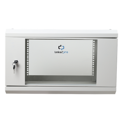 Gabinete de Pared 6U / 19" / Profundidad 455 mm (1.49 ft) / Cristal Templado / Carga 80 kg / Acero Reforzado