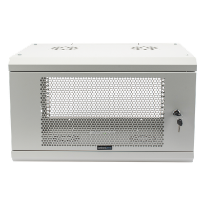 Gabinete de Pared / 6U / 19" / Profundidad 455 mm (1.49 ft) / Carga 80 kg / Acero Reforzado / Puerta Perforada / Color Blanco