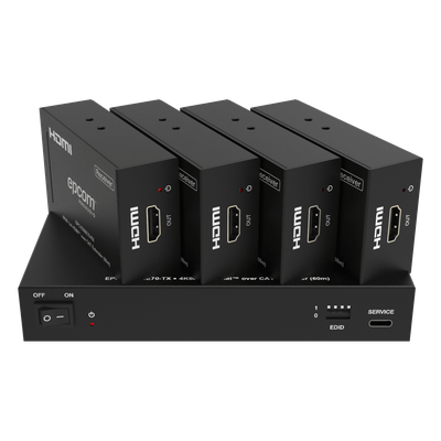 Splitter Extensor HDMI 1x4 / 4K@60Hz / Transmisión 60 m (196.9 ft) / Cable Cat6 / EDID / HDCP 2.2 / Salida Loop