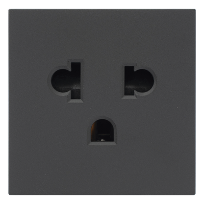 Módulo para Tomacorriente Euroamericano / Color Grafito / 45x45 mm (1.77 x 1.77 Pulgadas) / Compatible con Torres y Cajas para Escritorio
