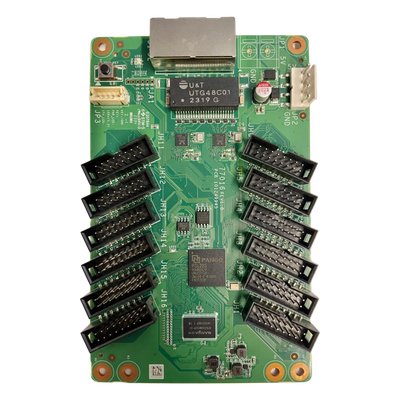 Tarjeta Receptora LED / 12 Puertos / 512 x 512 Píxeles / 16 Bit / Corrección Cromática Luz por Luz / Ajuste Gamma RGB Independiente